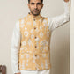 Men Ikat Printed Cotton Blend Nehru Jacket ( 65WC 4166Yellow )
