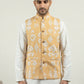 Men Ikat Printed Cotton Blend Nehru Jacket ( 65WC 4166Yellow )