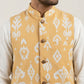 Men Ikat Printed Cotton Blend Nehru Jacket ( 65WC 4166Yellow )