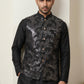 Men's Designer Sequins Embellished Nehru Jacket ( 65WC 4173Black )