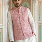 Men's Designer Sequins Embellished Nehru Jacket ( 65WC 4173Peach )