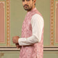 Men's Designer Sequins Embellished Nehru Jacket ( 65WC 4173Peach )