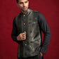 Men Jacquard Woven Design Nehru Jacket ( 65WC 4178 Black )