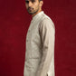 Men Jacquard Woven Design Nehru Jacket ( 65WC 4179Cream )