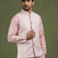 Men Jacquard Woven Design Nehru Jacket ( 65WC 4180Peach )