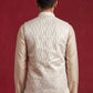 Men Jacquard Woven Design Nehru Jacket ( 65WC 4180White )