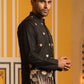 Men Silk Blend Embroidered Nehru Jacket ( 65WC 4181Black )
