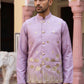 Men Silk Blend Embroidered Nehru Jacket ( 65WC 4181Lavender )