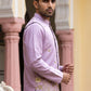 Men Silk Blend Embroidered Nehru Jacket ( 65WC 4181Lavender )