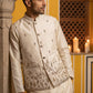 Men Silk Blend Embroidered Nehru Jacket ( 65WC 4182White )