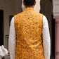 Men Jacquard Woven Design Nehru Jacket ( 65WC 4183Mustard )