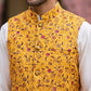 Men Jacquard Woven Design Nehru Jacket ( 65WC 4183Mustard )