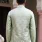Men Jacquard Woven Design Nehru Jacket ( 65WC 4184Pista )
