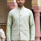 Men Jacquard Woven Design Nehru Jacket ( 65WC 4184Pista )