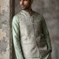 Men Jacquard Woven Design Nehru Jacket ( 65WC 4185Pista )