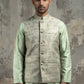 Men Jacquard Woven Design Nehru Jacket ( 65WC 4185Pista )
