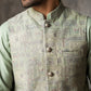 Men Jacquard Woven Design Nehru Jacket ( 65WC 4185Pista )