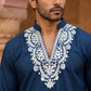 Cotton Blend Embroidered Kurta with Korean Pants ( 65KP PJ11W B 5634 Peacock )