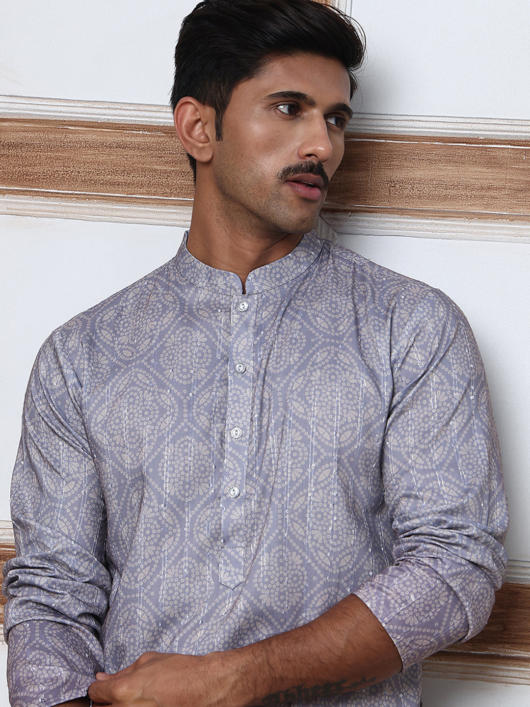 Bandhani Print Thread-Work Kurtas ( ANMKO 291Grey )  [RT] [L-5]