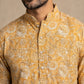 Floral Print & Thread Work Kurta for Men ( 65KO 5640 Mustard )