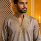 Cotton Blend Embroidered Kurta with Korean Pants ( 65KP PJ11B B 5634 Brown )