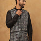 Embroidered Nehru Jacket Set with Solid Kurta Pyjama (65KPWC 592B 4150 Black )