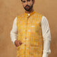 Embroidered Nehru Jacket Set with Solid Kurta Pyjama (65KPWC 592W 4150 Mustard )
