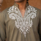Embroidered Cotton Blend Kurta with Korean Pants ( 65KP PJ11W C 5635 Olive )