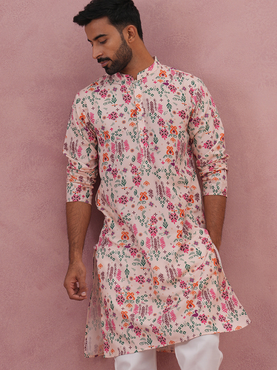 Cotton Blend Printed Kurtas ( ANMKO 275Peach )  [RT] [L-3]