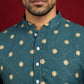 Men's Cotton Blend Printed Kurta ( 65KO 5593Teal ) [FF] [H-9]