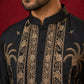 Men's Embroidered Waistcoat and Kurta Pyjama ( JOKPWCS 5080Black )