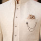 Men Woven Jacquard Indo-Western Set ( 50JIND 155Cream S )
