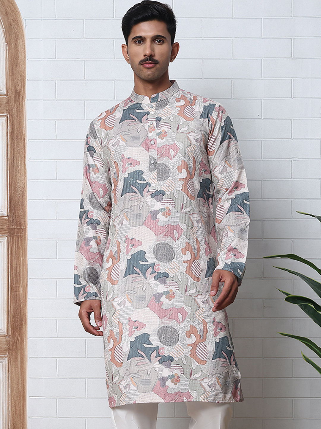 Thread Work & Printed Cotton Blend Kurtas ( ANMKO 297Multi )  [RT] [D-3]