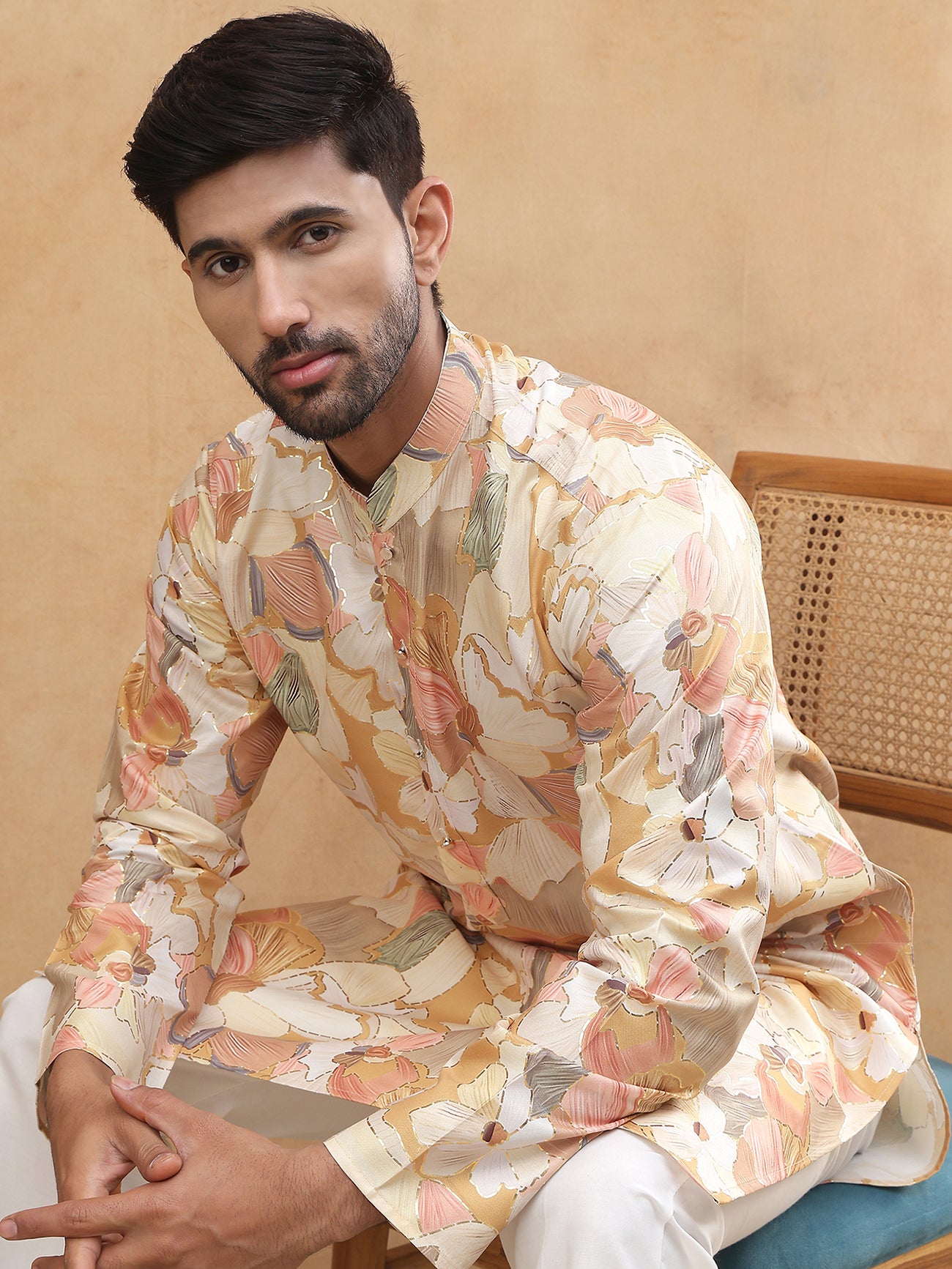 Ethnic Foil Printed Viscose Rayon Kurta ( HOPKO 016Golden )  [RT] [P-5]