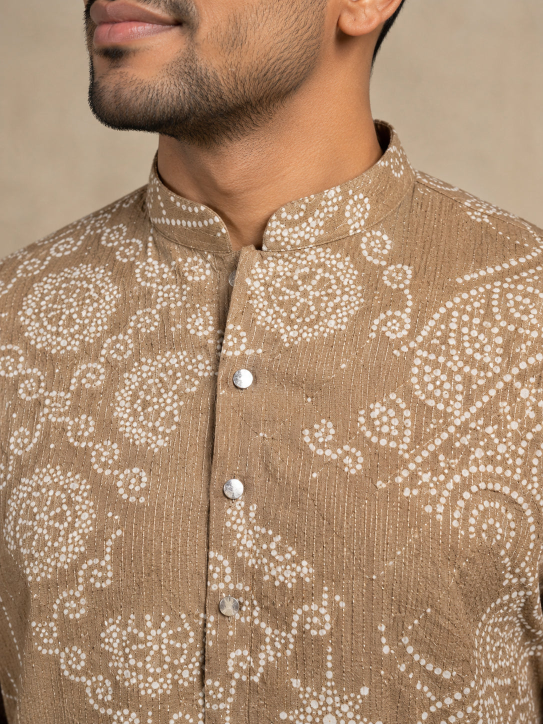 Printed Cotton Blend Kurta with Korean Pants ( 65KP W C 5624 Brown )