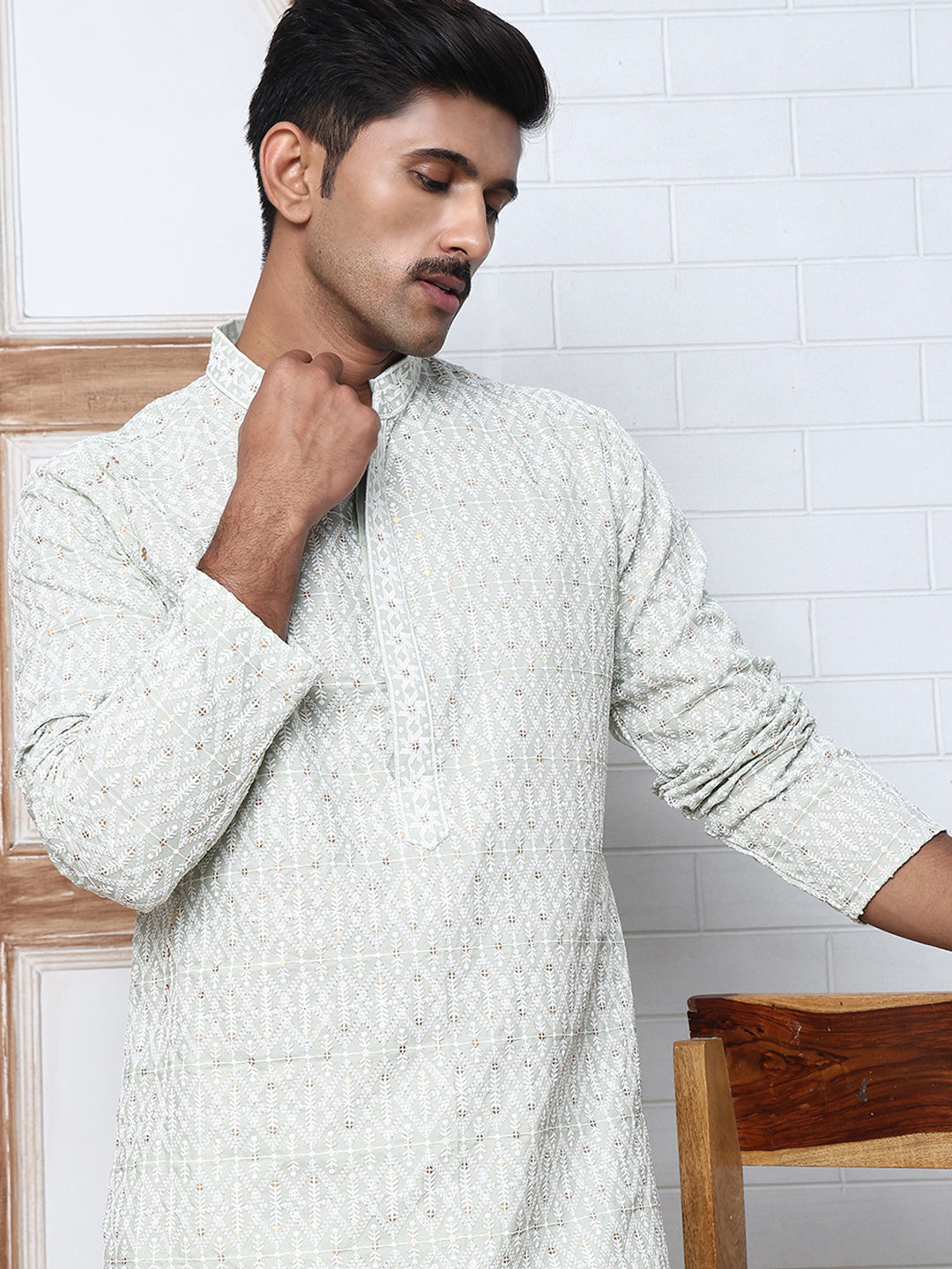 Embroidered Viscose Rayon Kurta ( ANMKO 280Lime )  [RT] [M-6]