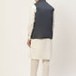 Men's Kurta Pyjama With Teal Blue Solid Nehru Jacket (JOKPWC W-F 4033 F )