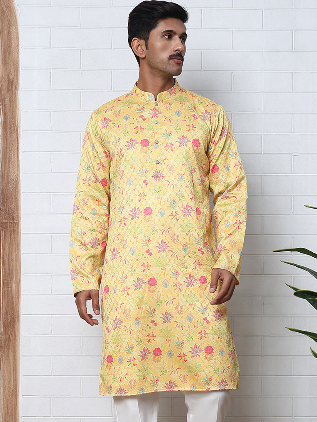 Thread Work & Printed Silk Blend Kurtas ( ANMKO 293Yellow )  [RT] [L-5]