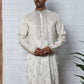 Silk Blend Ethnic Embroidered Kurtas ( ANMKO 296Off-White )