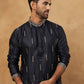 Silk Blend Floral Embroidered Kurtas ( HOPKO 005Navy )  [RT] [O-5]