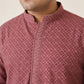 Magenta Embroidered and Sequence Kurta with Pyjama