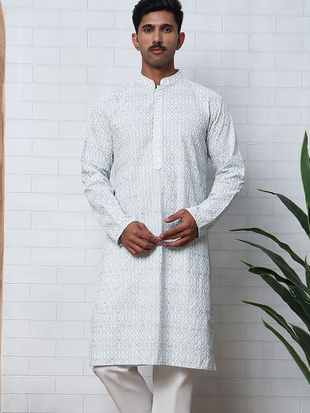 Embroidered Viscose Rayon Kurta ( ANMKO 280Blue )  [RT] [M-6]