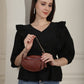 Black Solid Women's Top With Frills