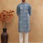 Silk Blend Elegant Thread Work Kurtas ( HOPKO 006Blue )  [RT] [O-7]