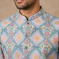 Printed & Thread Work Kurta Pyjama Set ( 65KP W T 5641 Blue )