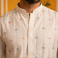 Men's Silk-Blend Embroidered Kurta ( 65KO 5627 White )