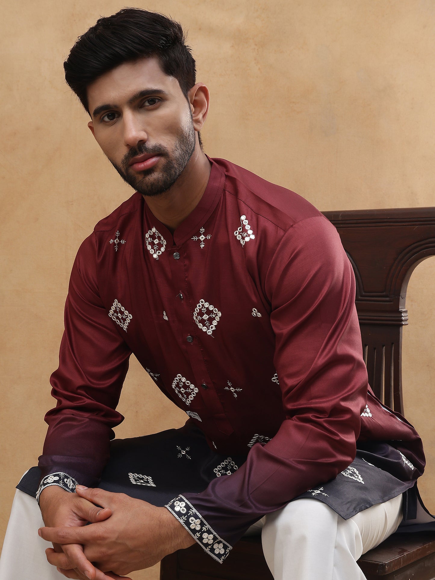 Silk Blend Elegant Thread Work Kurtas ( HOPKO 009Maroon )  [RT] [P-6]