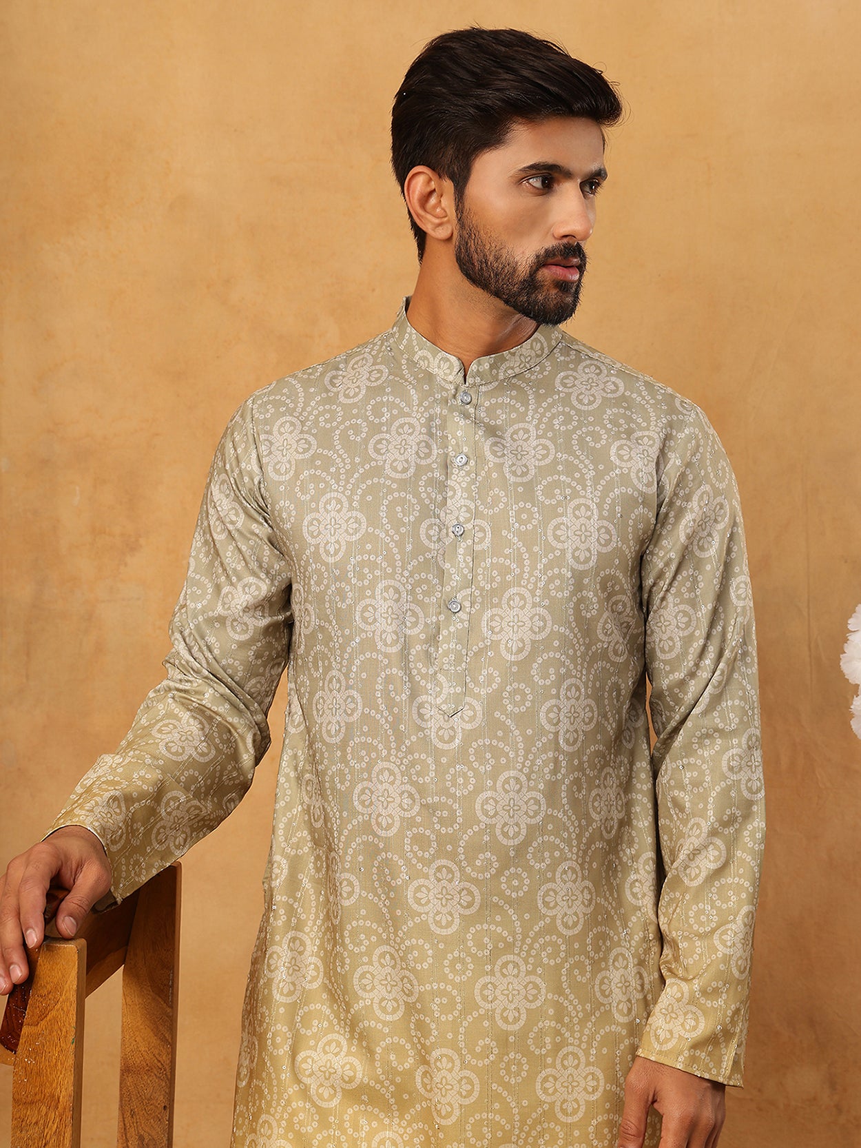 Bandhani Print Thread-Work Kurta ( ANMKO 291Pista )
