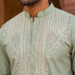 Embroidered Cotton Blend Kurta with Korean Pants ( 65KP PJ11W C 5639 Green )