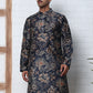 Cotton Blend Floral Printed Kurtas ( ANMKO 294Navy )  [RT] [M-5]